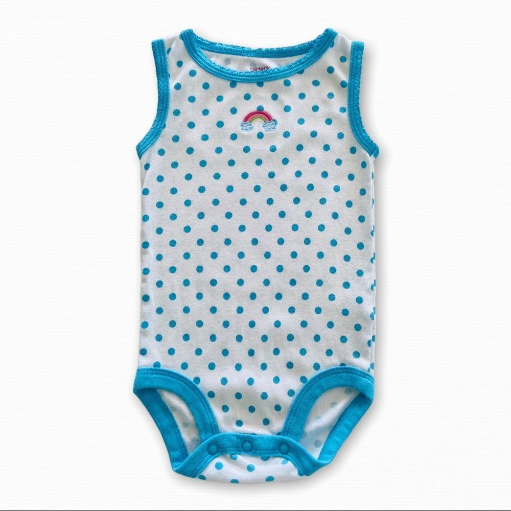 Carter’s Baby Girls Sleeveless Polka Dot Rainbow Onesie Size 9 Months